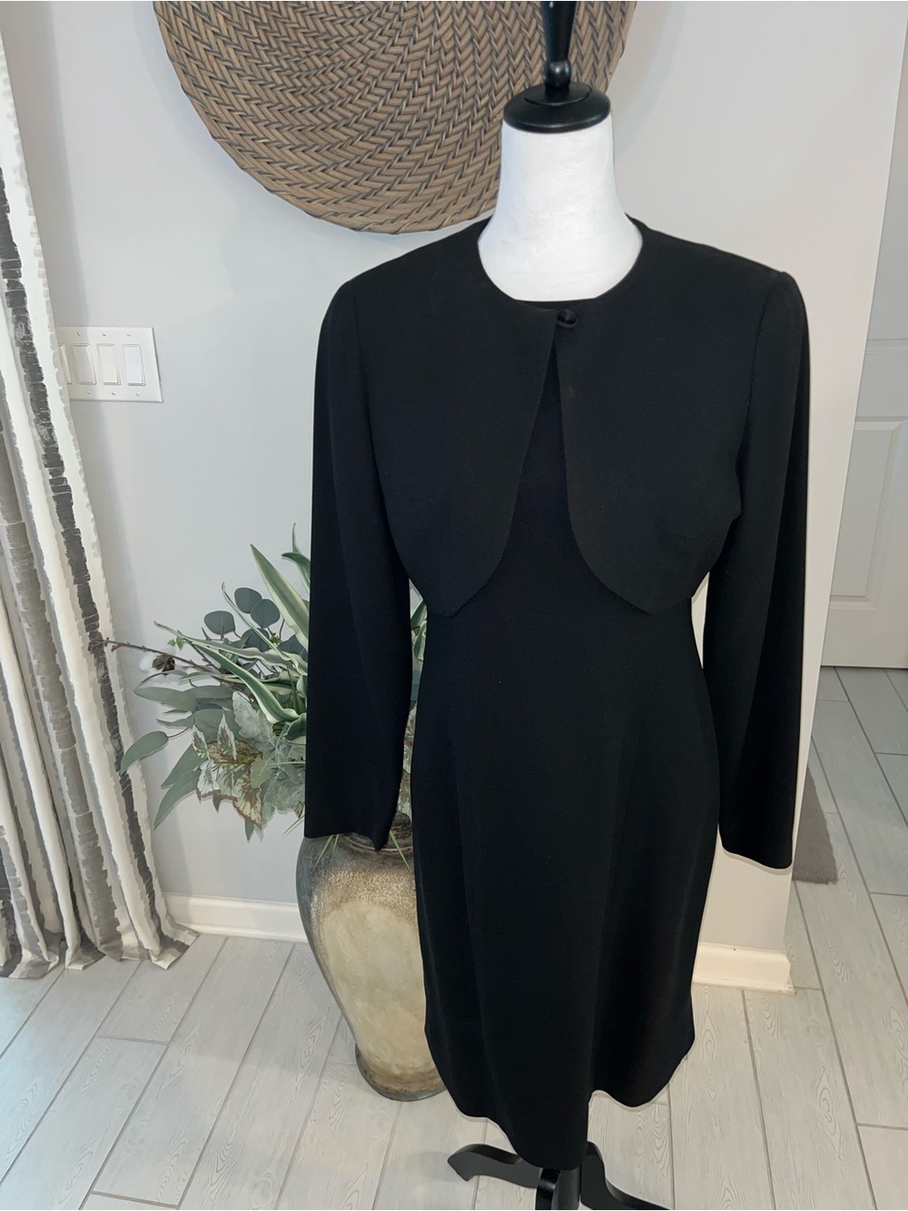 Liz Claiborne Black Long-Sleeve Dress with Cropped Bolero